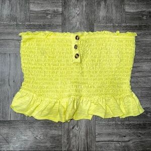 Free People “Babe” Yellow Smocked Tube Top Size Medium